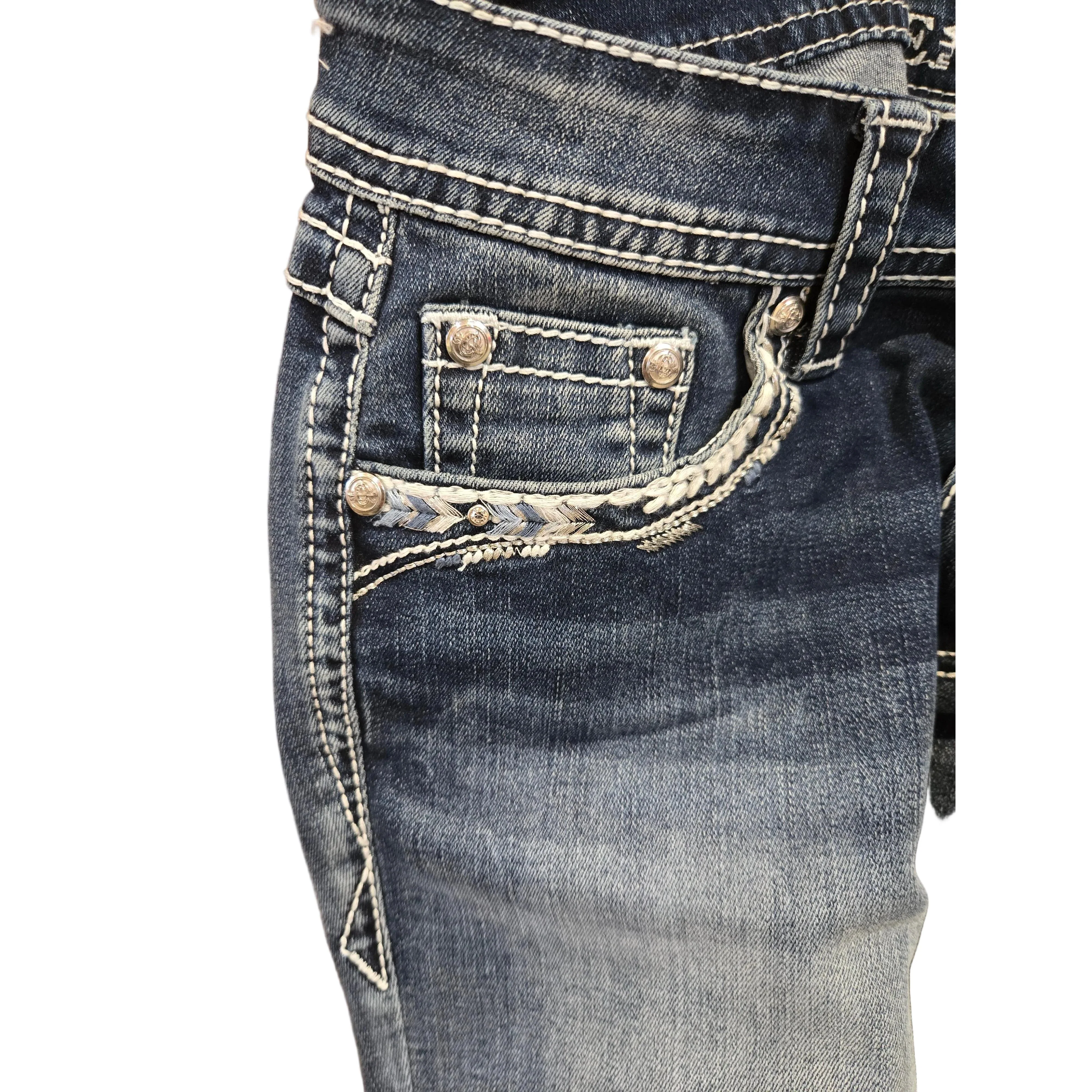 Grace in LA Women's Border Faux Flap Jeans - Image 3