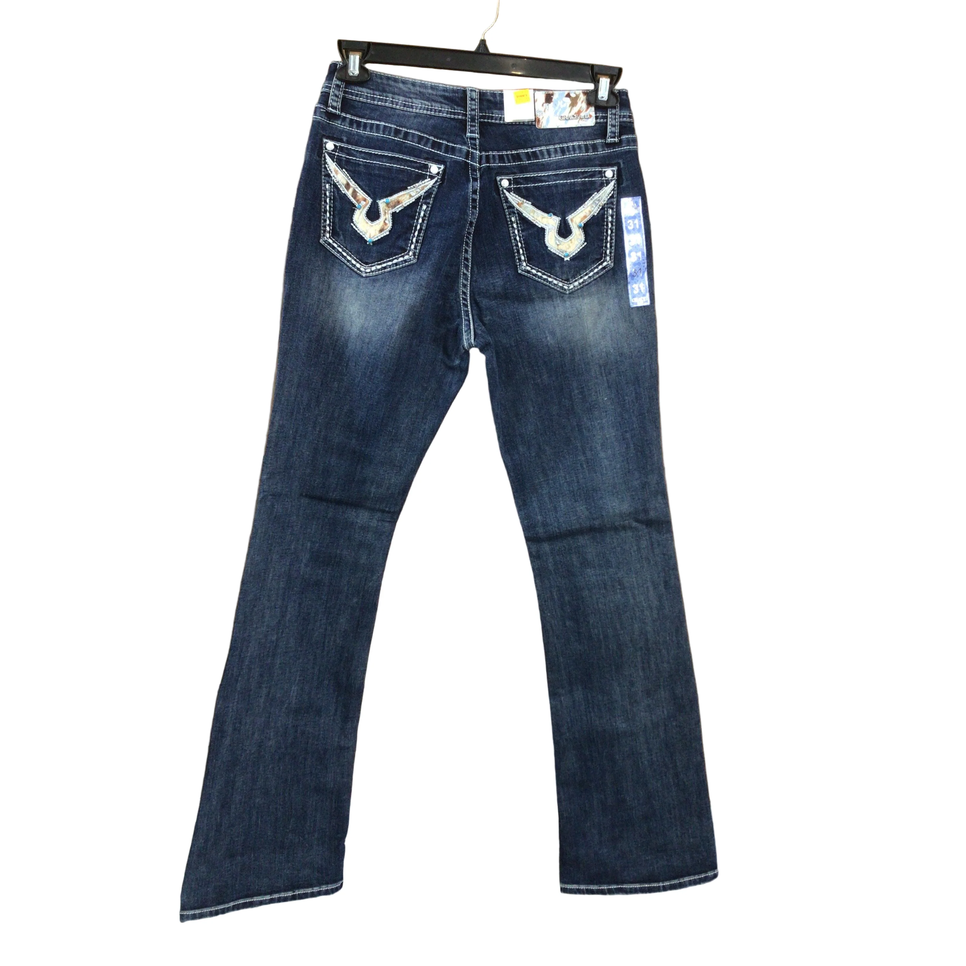 Grace in LA Women's Cowhide Detail Western Jeans