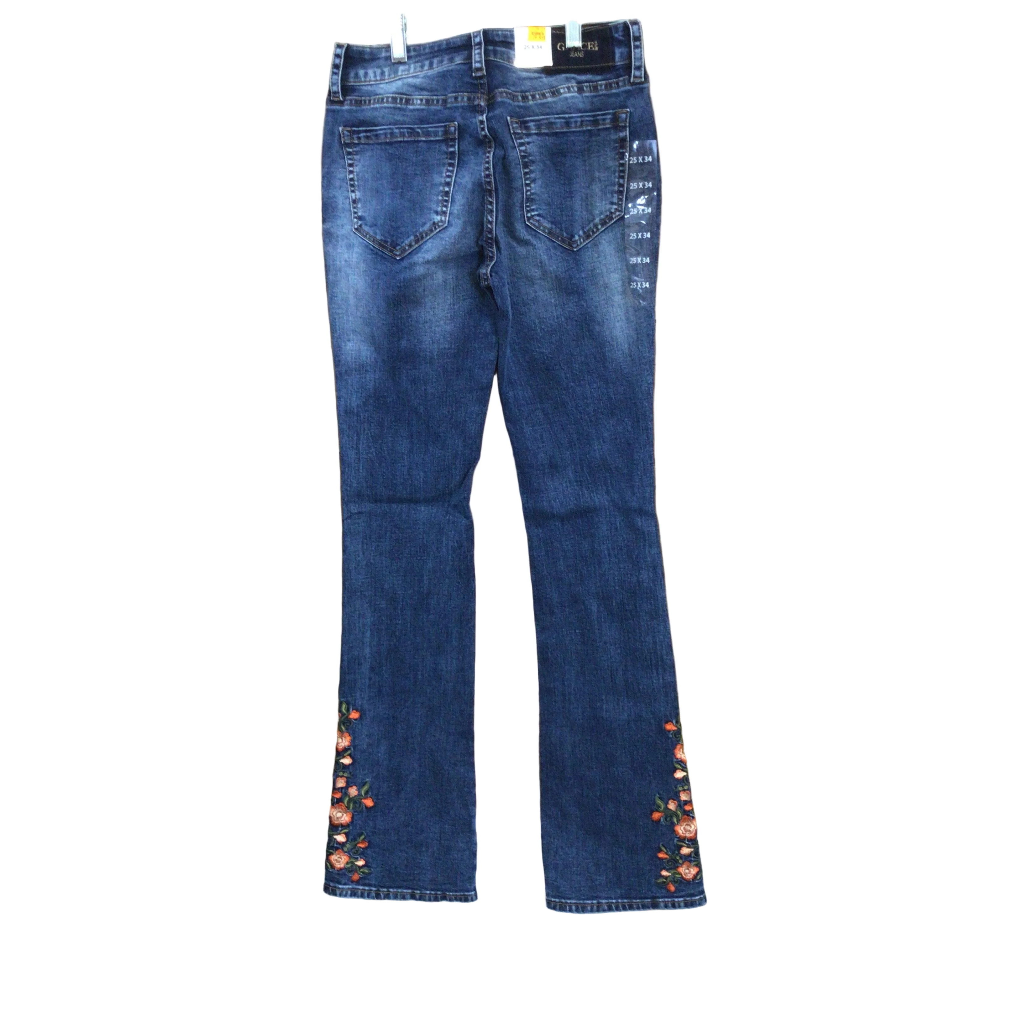 Grace in LA Women's Floral Embroidery Jean - Image 2