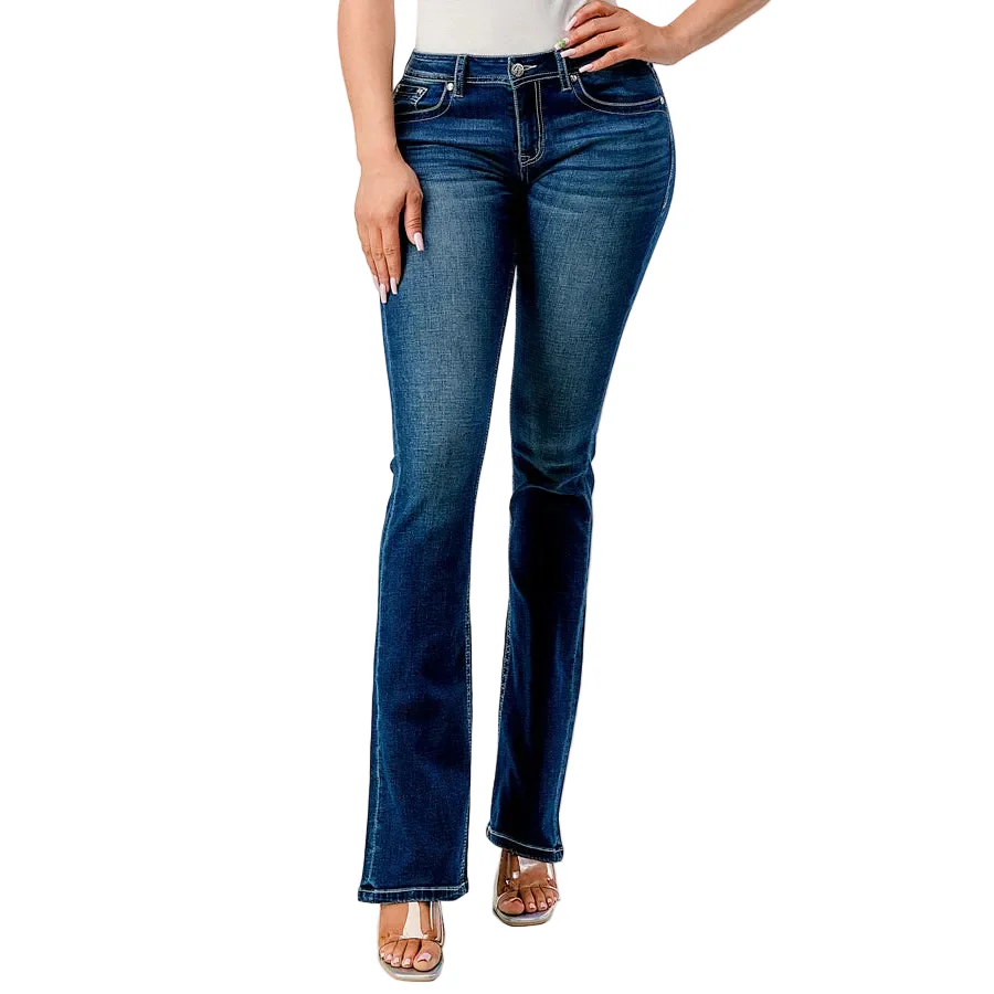 Grace in LA Women's Easy Bootcut Jeans - Cactus Setting - Image 2