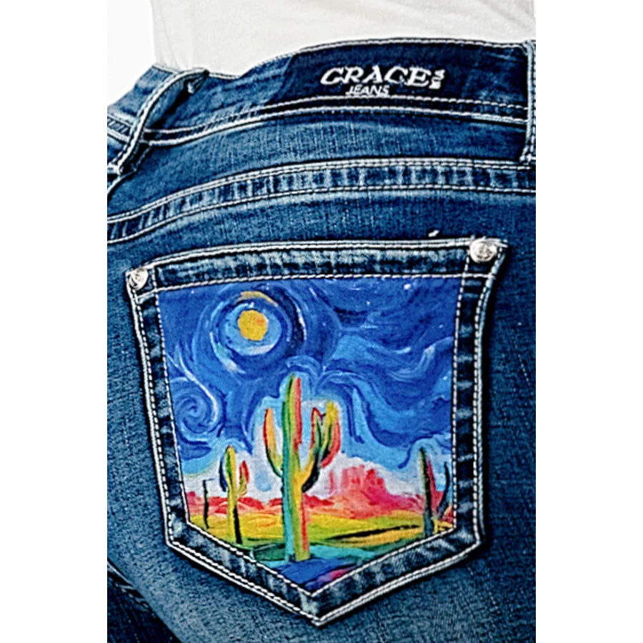 Grace in LA Women's Easy Bootcut Jeans - Cactus Setting - Image 3