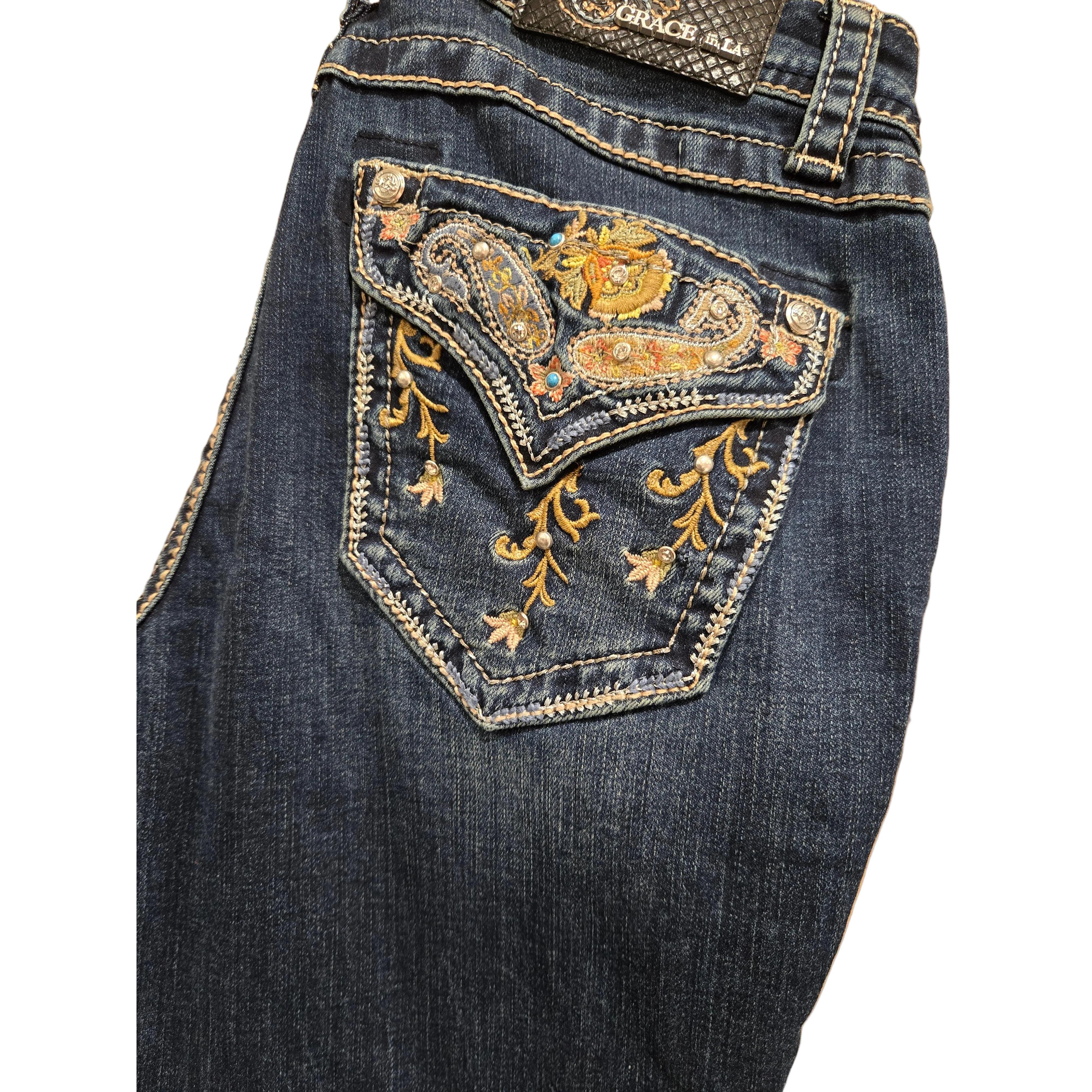 Grace in LA Women's Paisely Faux Jeans - Image 2