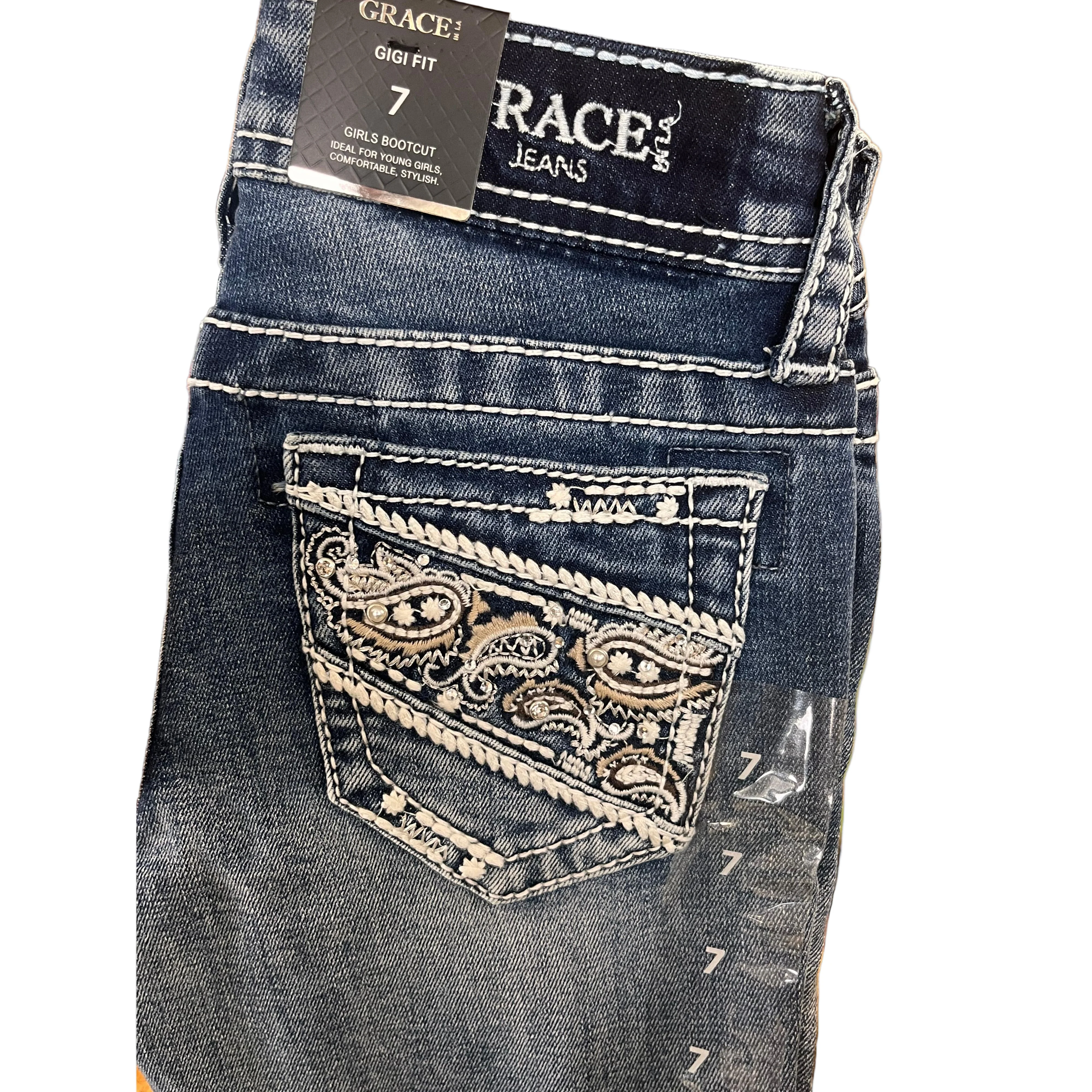 Grace in LA Girl's Paisley Emblem Jeans - Image 4