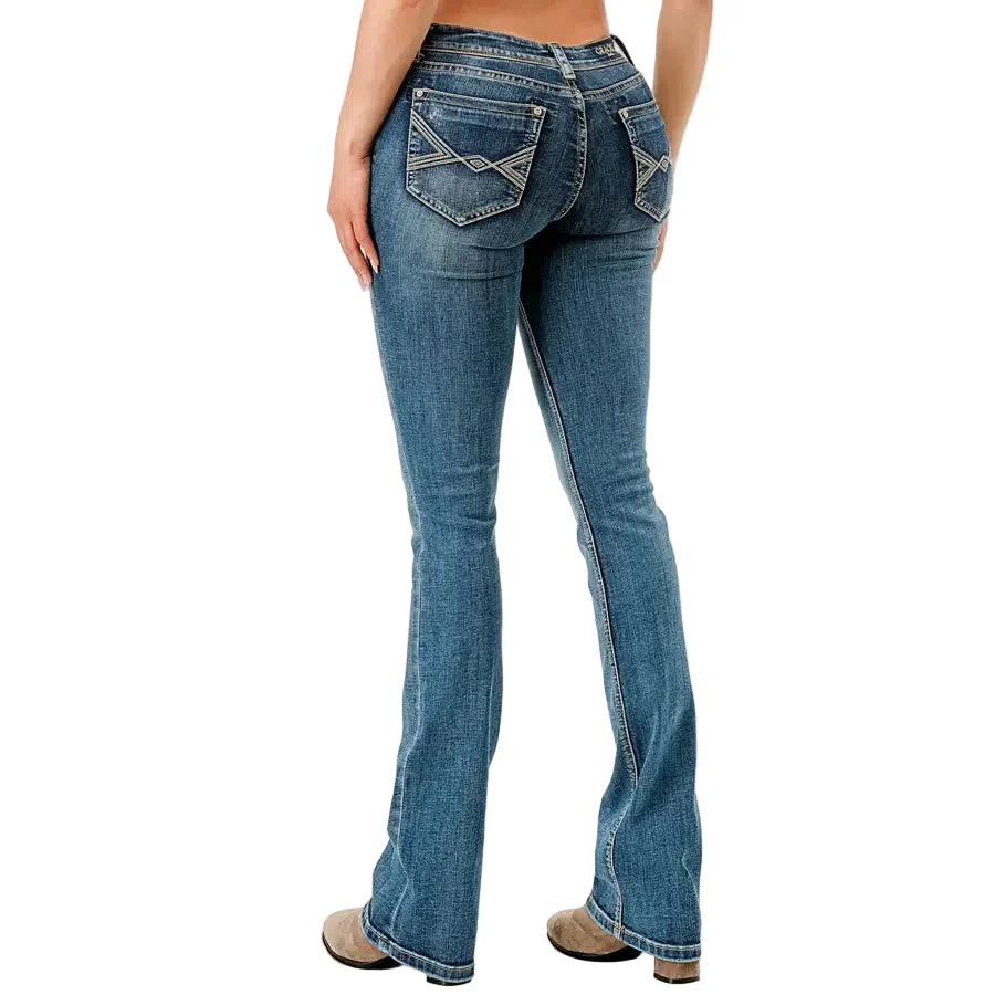 Grace in LA Women's Simple Stitch Midrise Bootcut Jeans