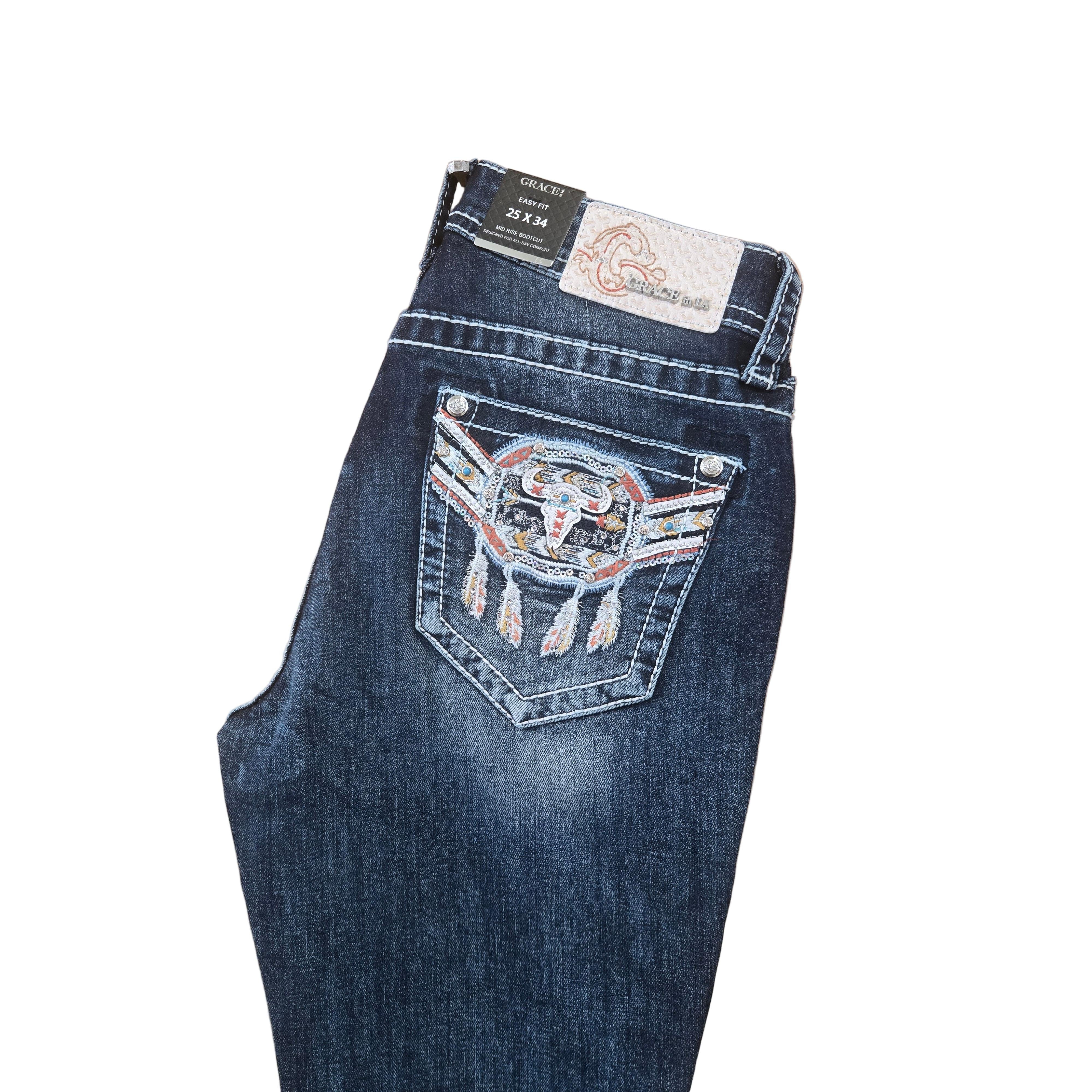 Grace in LA Women's Steerhead Bootcut Jeans - Blue - Image 2