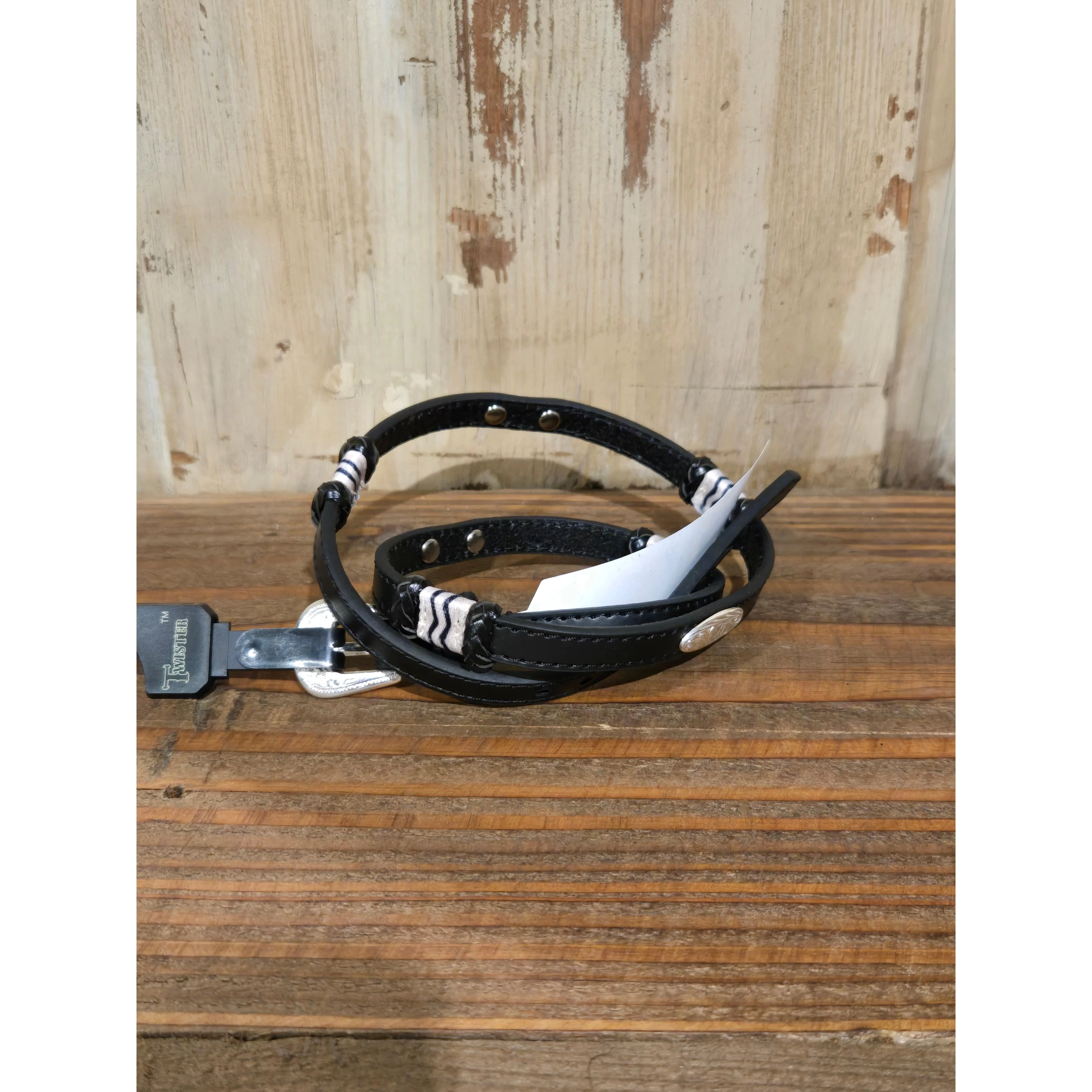 Hat Band 3/8" Ribbon Wrap Concho Black