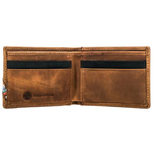 Laser Cut Hands Up Hooey Logo Front Pocket Bifold Wallet w/Sunset Serape Print Inlay - Image 3