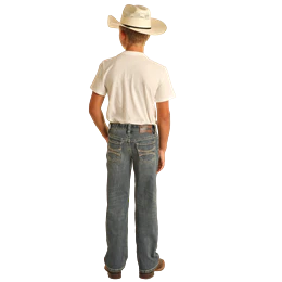 Hooey Boy's  Beige EMB Boot Cut Jeans - Image 2