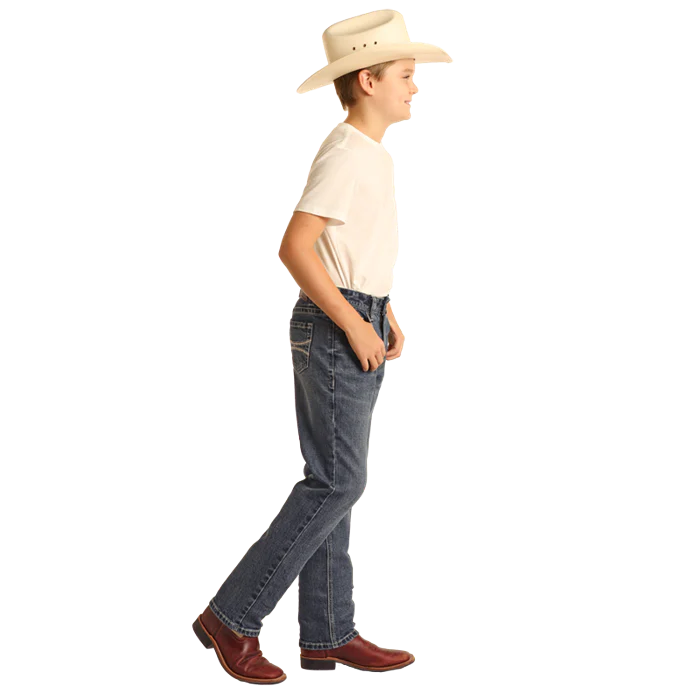 Hooey Boy's Rope Stitch Embroidered Jeans - Medium Vintage - Image 2