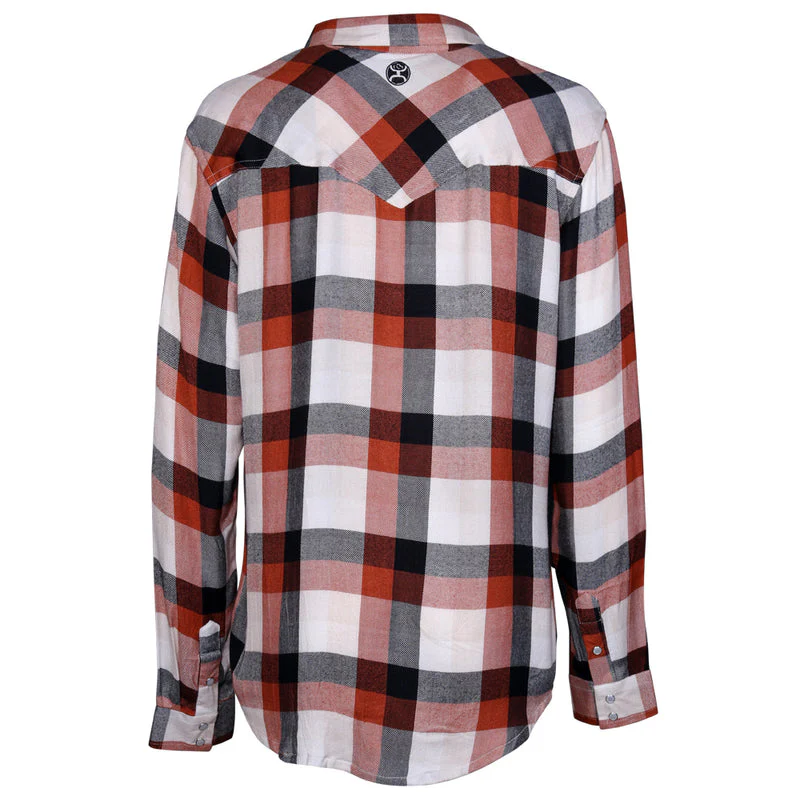 Hooey Women's Loose Fitting Flannel Shirt - Orange/Navy/Cream - Image 2