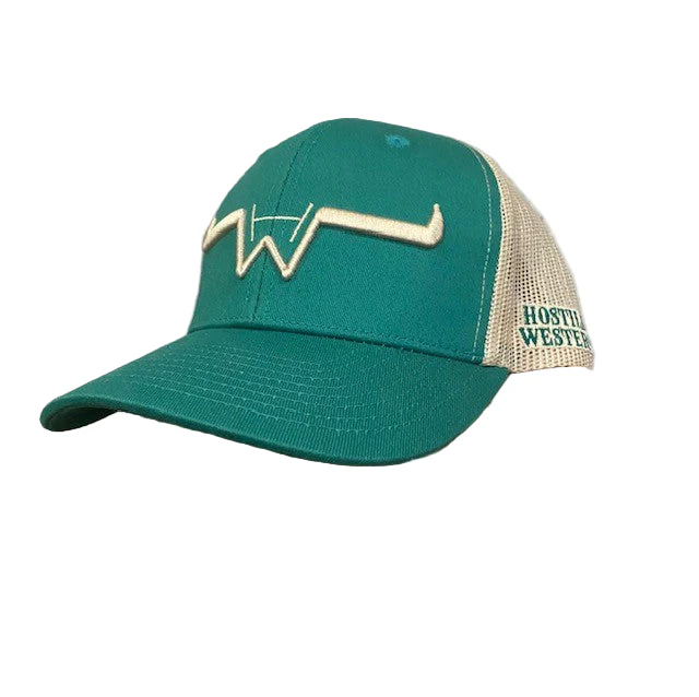 Hostile Western Curved Bill Snapback Cap - Aqua/Beige