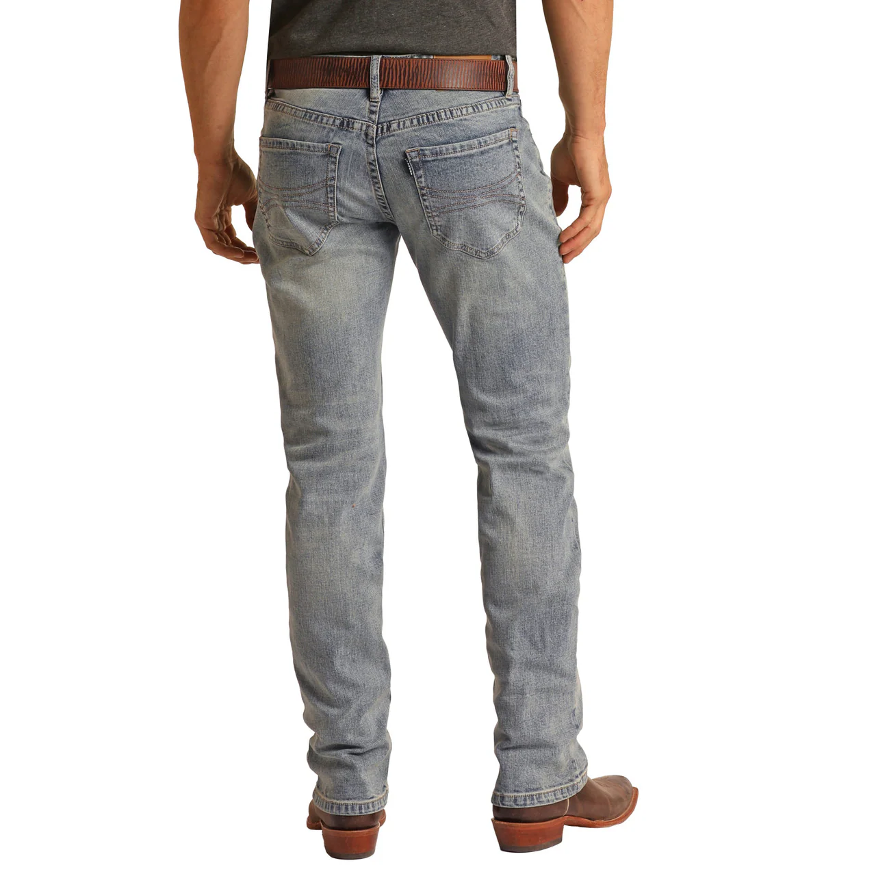Hooey Mens Slim Fit Stretch Straight Jeans - Light Vintage - Image 2
