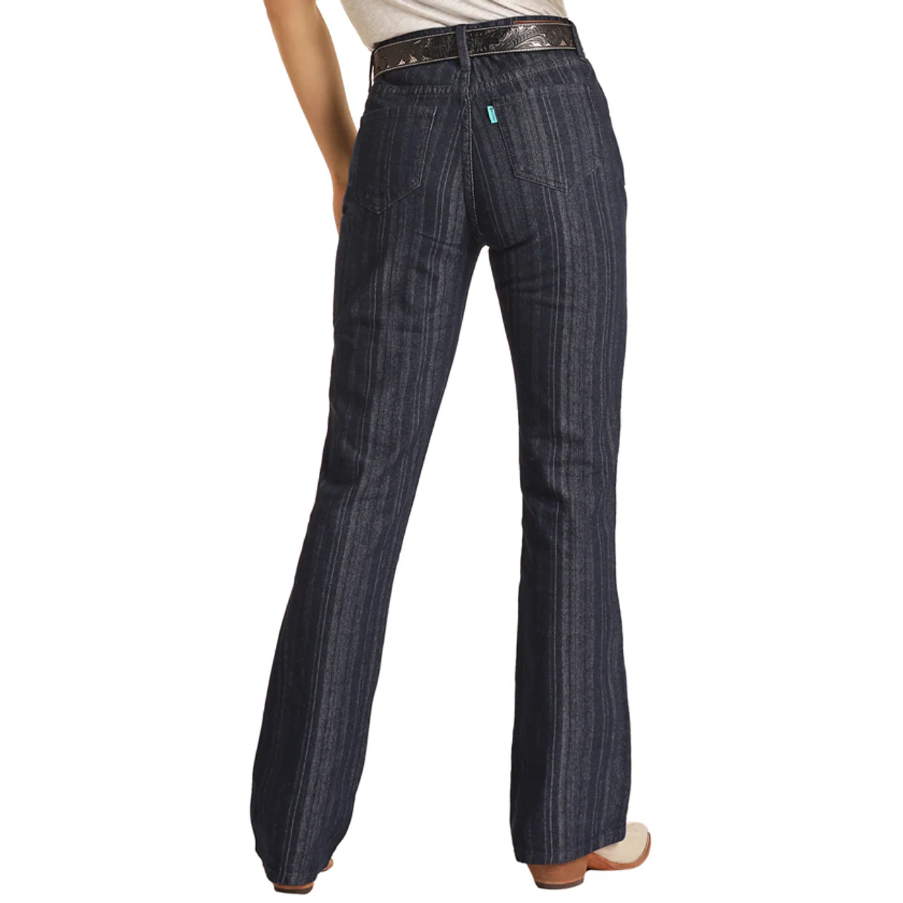 Hooey Women's Jaquard Stripe High Rise Bootcut Jeans - Medium Wash - Image 2
