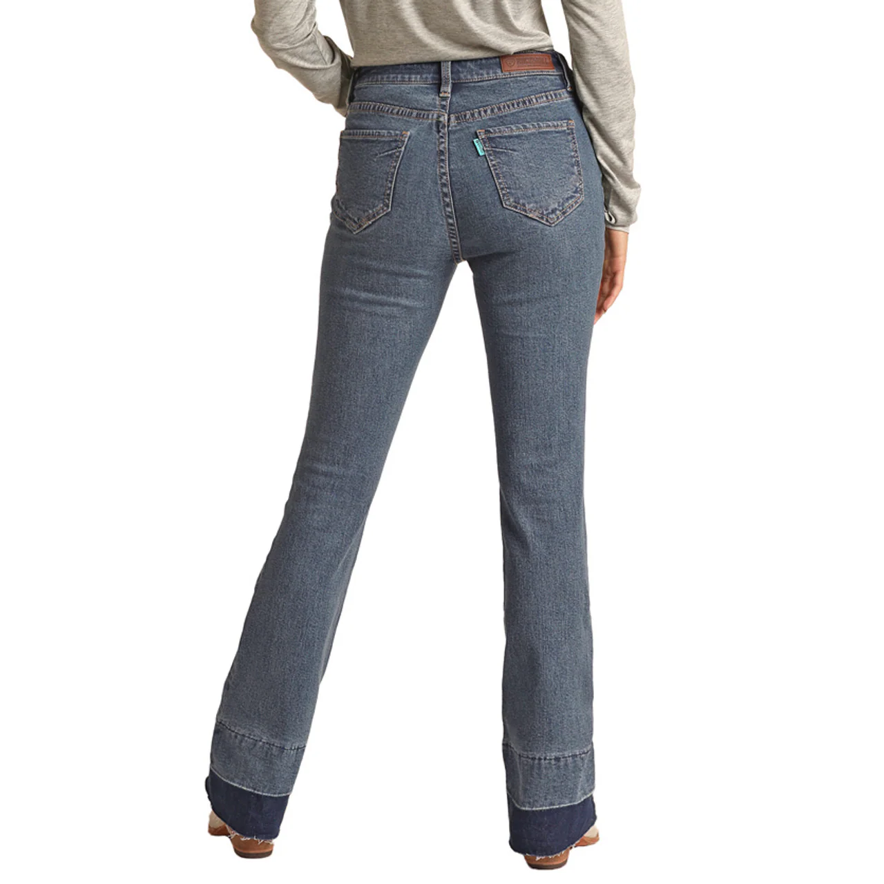 Rock & Roll Women's Hooey High Rise Stretch Baby Flare Jeans - Medium Wash - Image 2