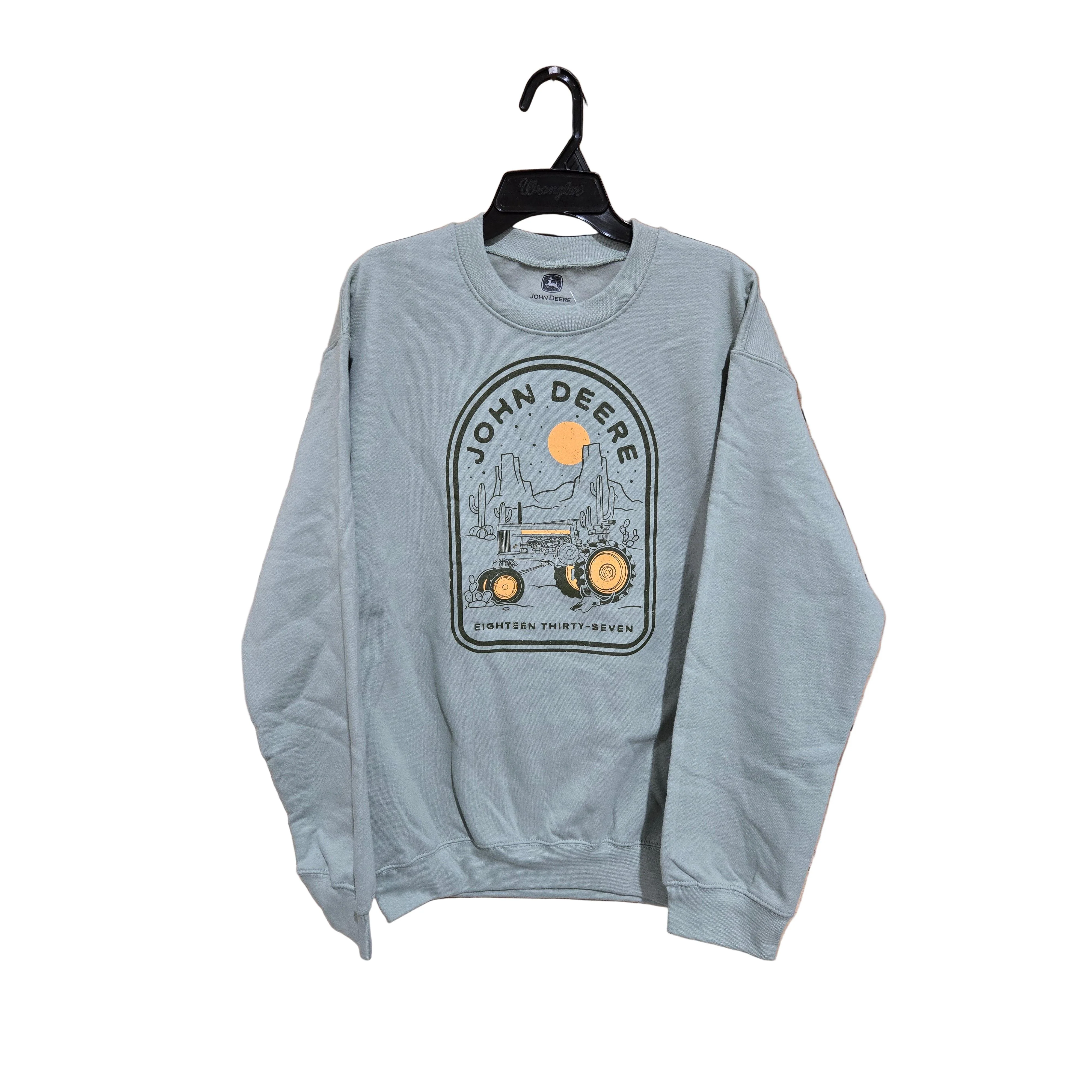 John Deere Men's Western Scene Long Sleeve Hoodie - Sage