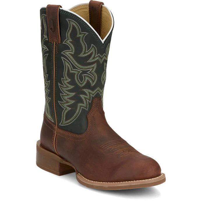Justin Bent Rail Men's Wild Bill Round Toe Western Cowboy Boot- Brown - Image 2