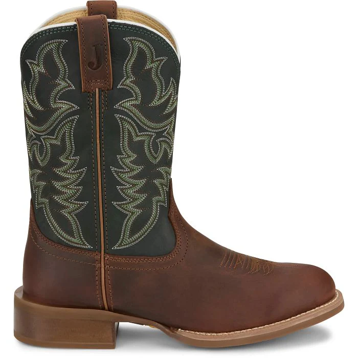 Justin Bent Rail Men's Wild Bill Round Toe Western Cowboy Boot- Brown - Image 3