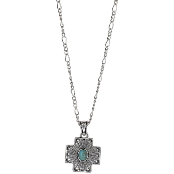 Justin Cross Concho with Figaro Chain and Faux Turquioise Stone