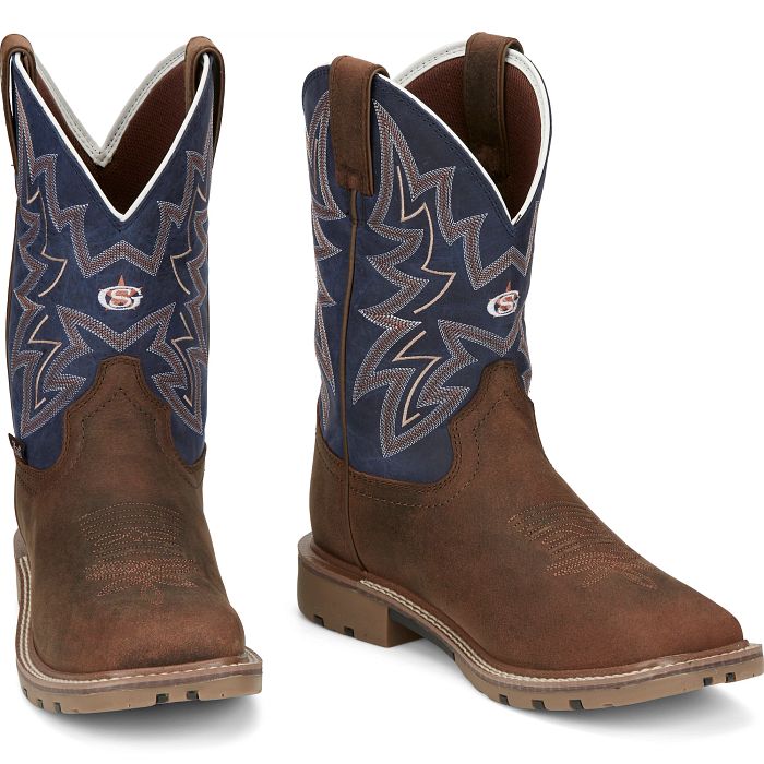 Justin Men's 11" Dusty Western Work Boots-Navy