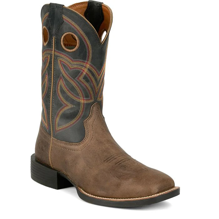 Justin Men's 11" Lubbock Western Boot - Brown/Black - Image 2