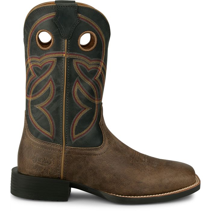 Justin Men's 11" Lubbock Western Boot - Brown/Black - Image 3