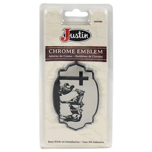Justin Stick-On Chrome Emblem - Praying Cowboy