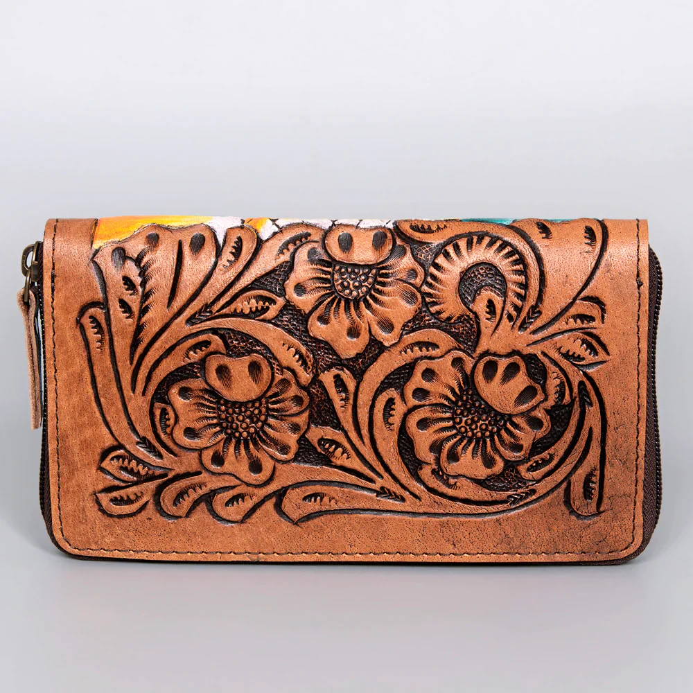 American Darling Olay Wallet -Leather With Hand Carving - Image 2