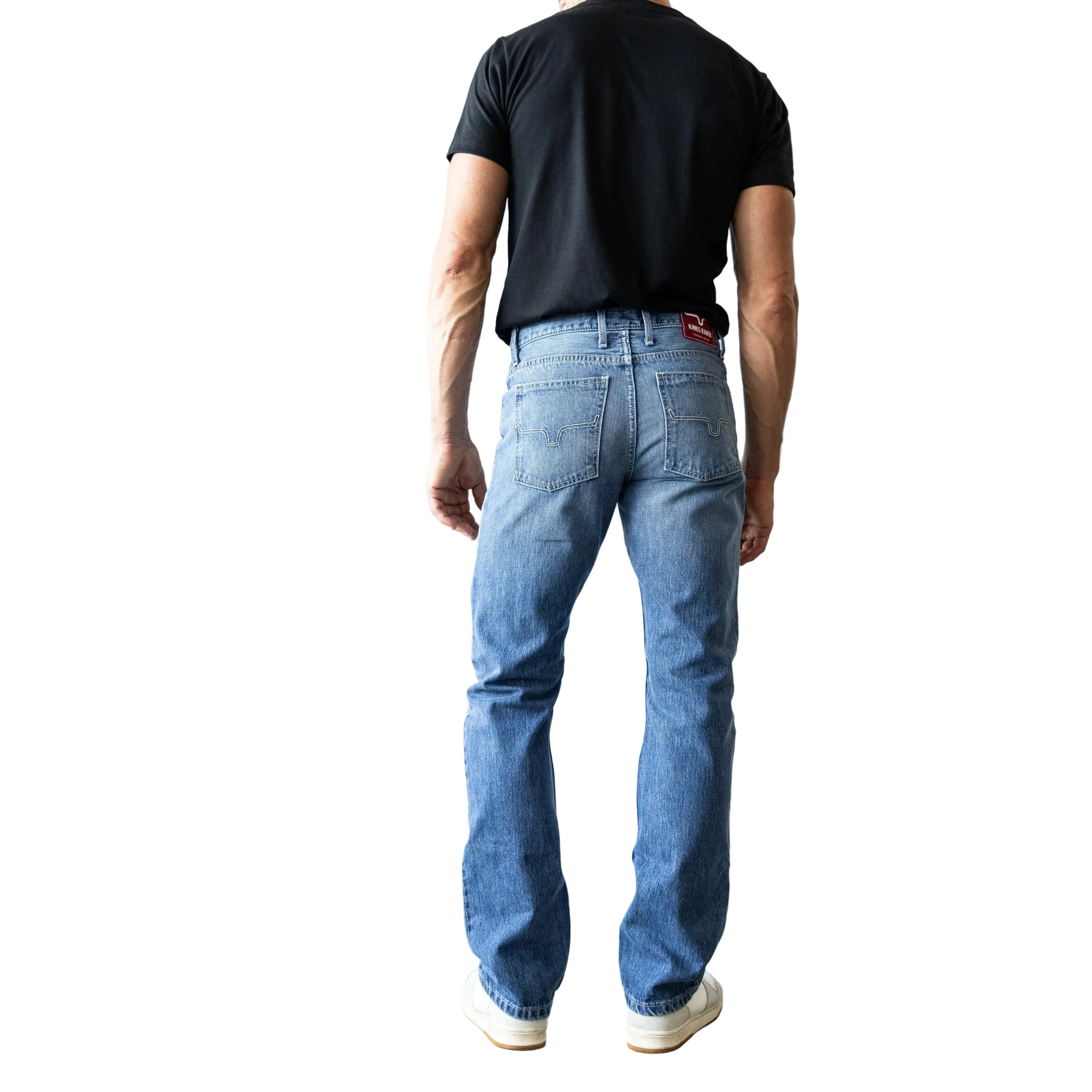 Kimes Men's James Lower Rise Straight Bootcut Jeans - Mid Wash - Image 2