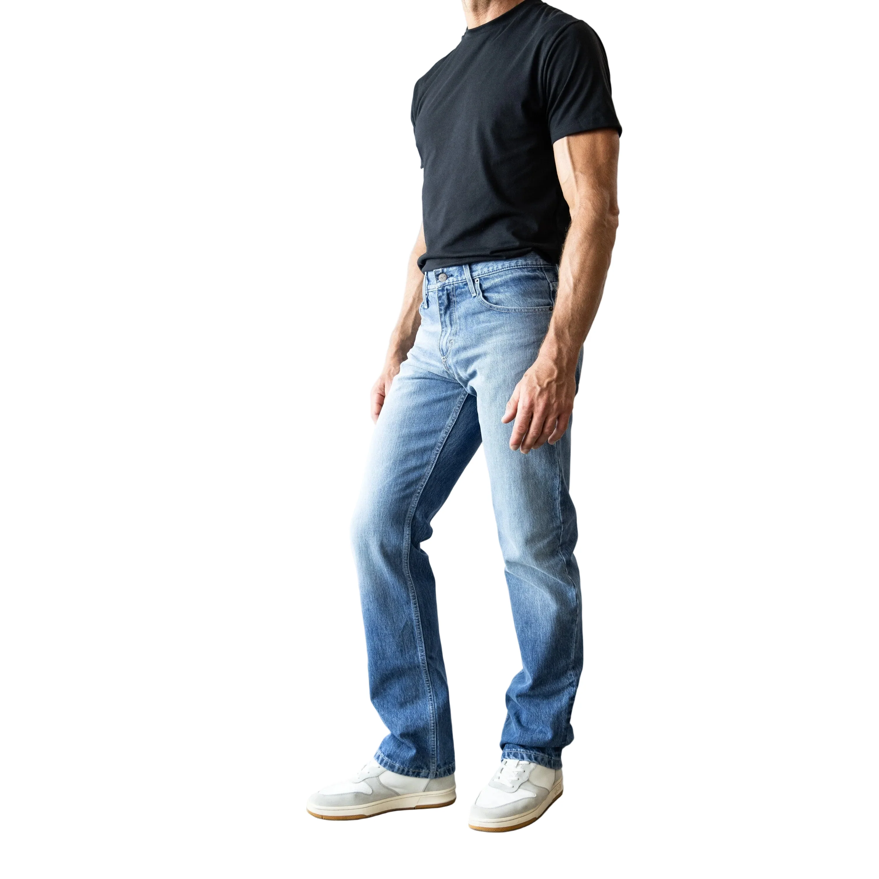 Kimes Men's James Lower Rise Straight Bootcut Jeans - Mid Wash - Image 3