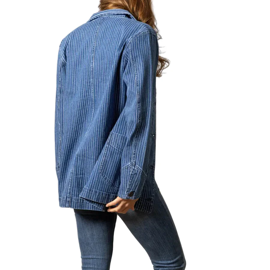 Kimes Ranch Women's Harlow Oversized Shacket - Indigo Stripe - Image 2