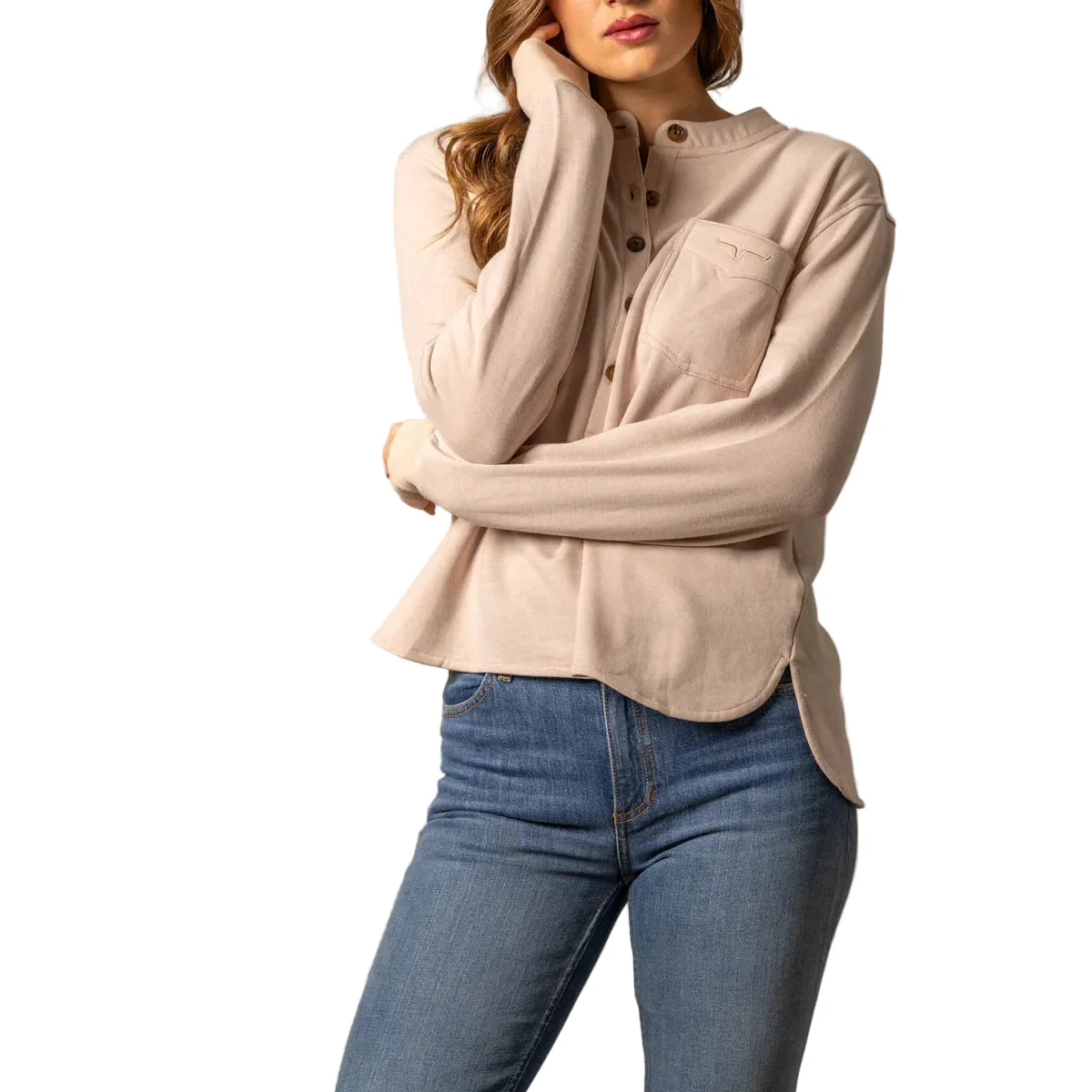 Kimes Women's Long Sleeve Elouise Henley Sweatshirt- Multiple Colours