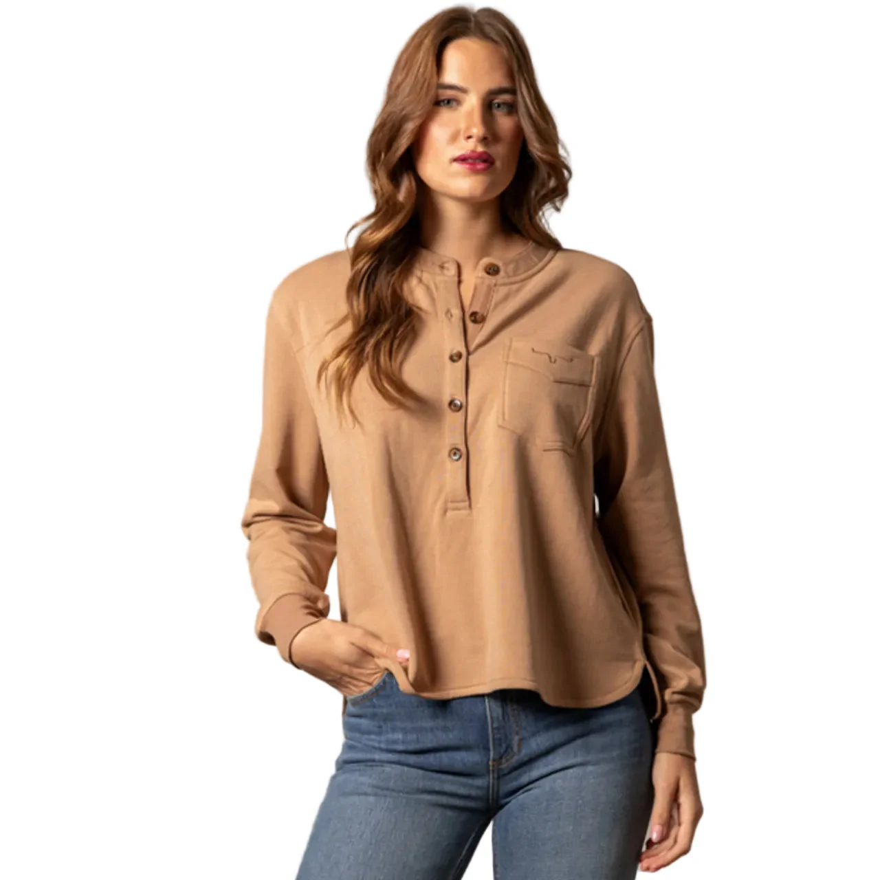 Kimes Women's Long Sleeve Elouise Henley Sweatshirt- Multiple Colours - Image 2