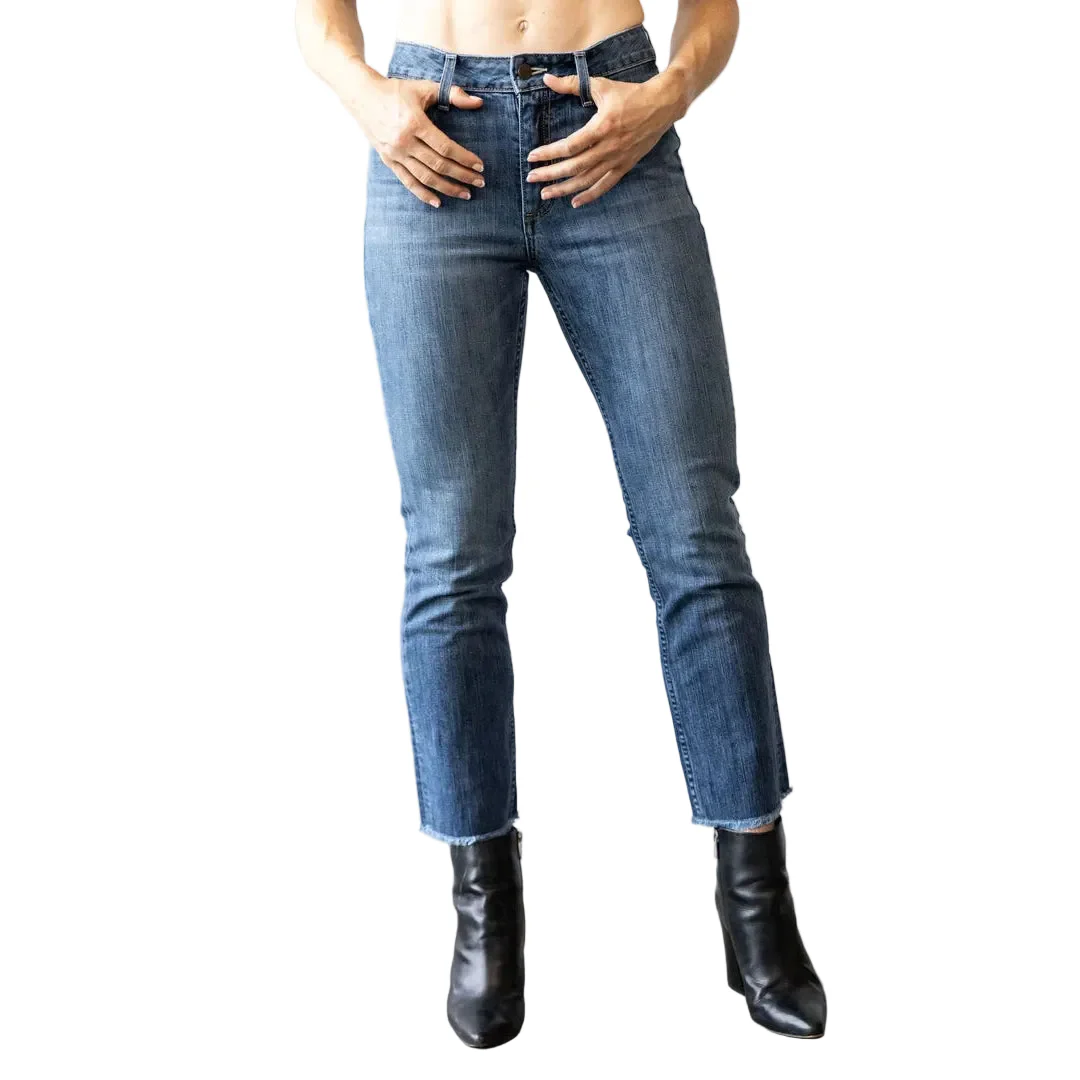 Kimes Women's Monica High Rise Straight Cropped Jeans - Mid Wash