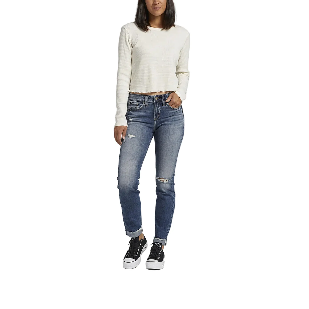 Silver Women's Suki Mid Rise Slim Straight Jeans