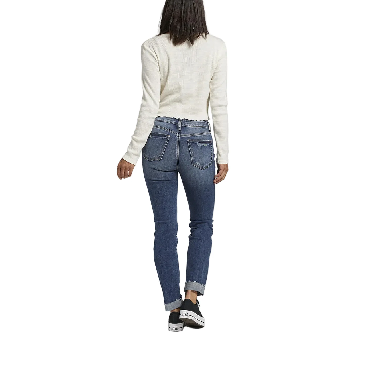 Silver Women's Suki Mid Rise Slim Straight Jeans - Image 2
