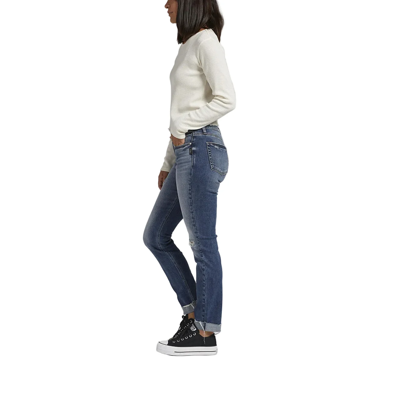 Silver Women's Suki Mid Rise Slim Straight Jeans - Image 3