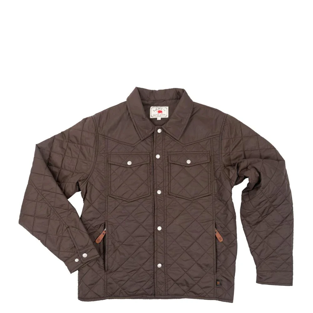 Lazy J Men's Long Sleeve Quilted Poly Filled Jacket- Chocolate
