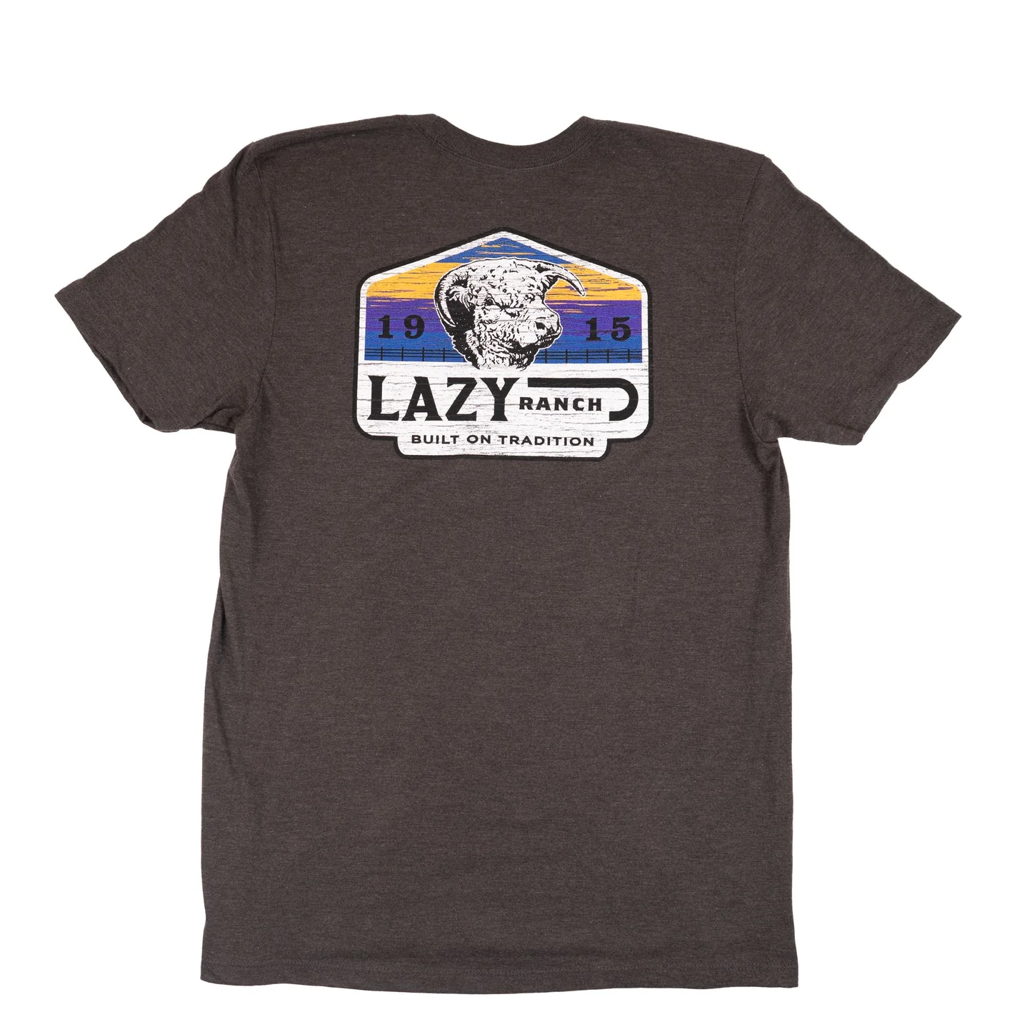 Lazy J Men's Short Sleeve Bull Wagon Tee Shirt- Charcoal - Image 2