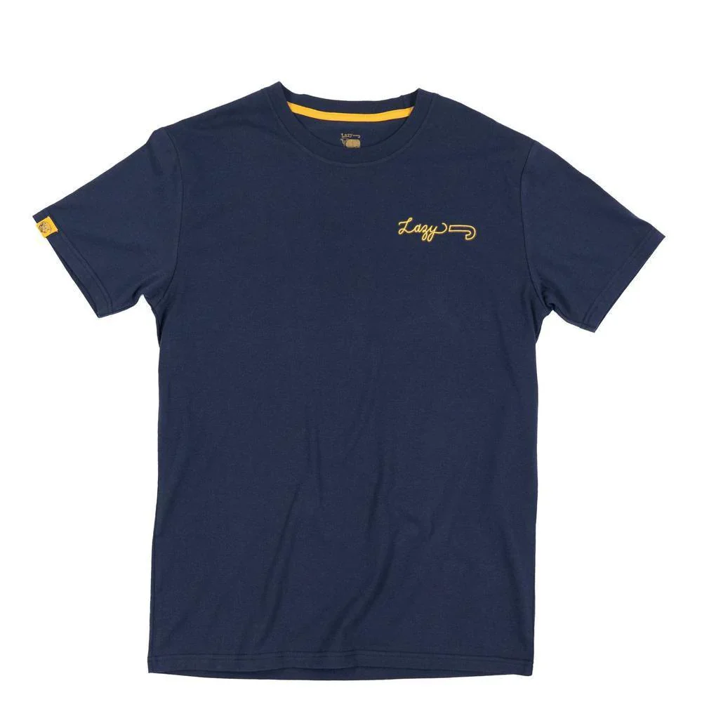 Lazy J Men's Short Sleeve Neon Jughead Tee Shirt- Navy