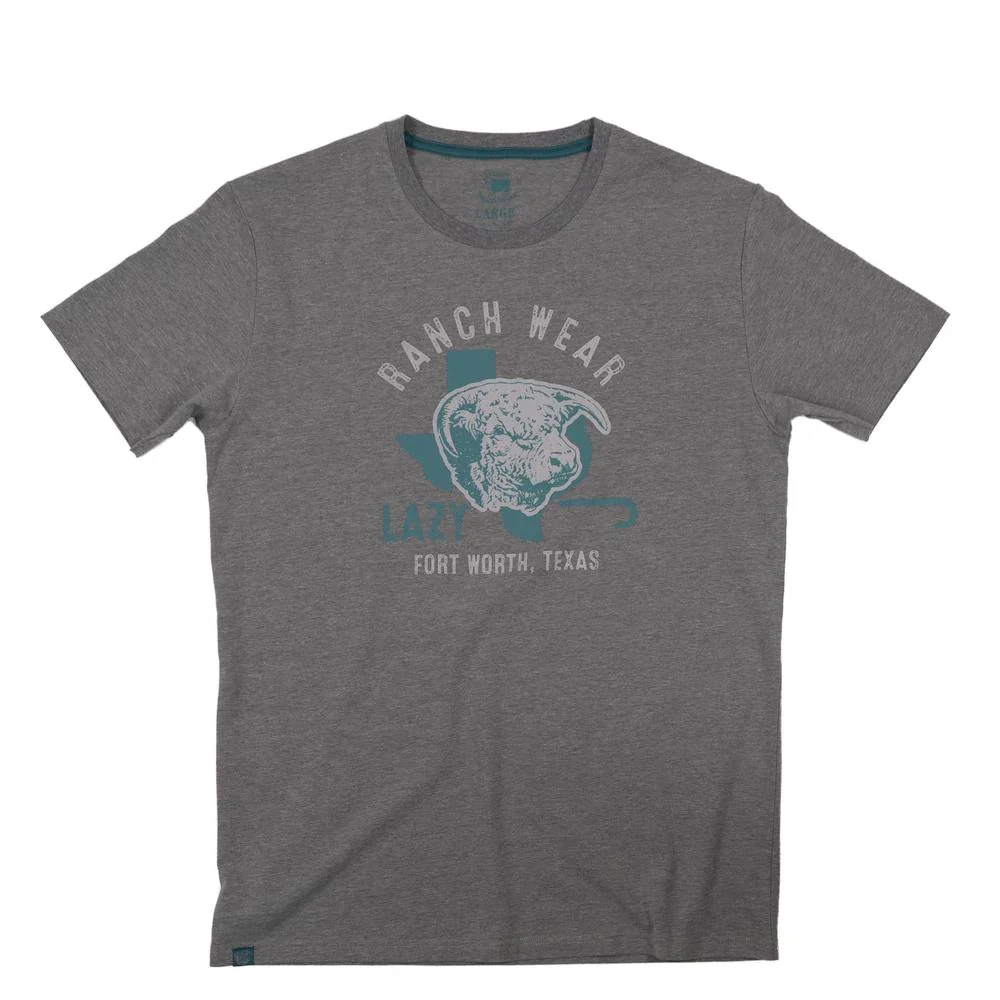 Lazy J Ranch Unisex Texas Hereford Short Sleeve Tee Shirt - Heather Grey