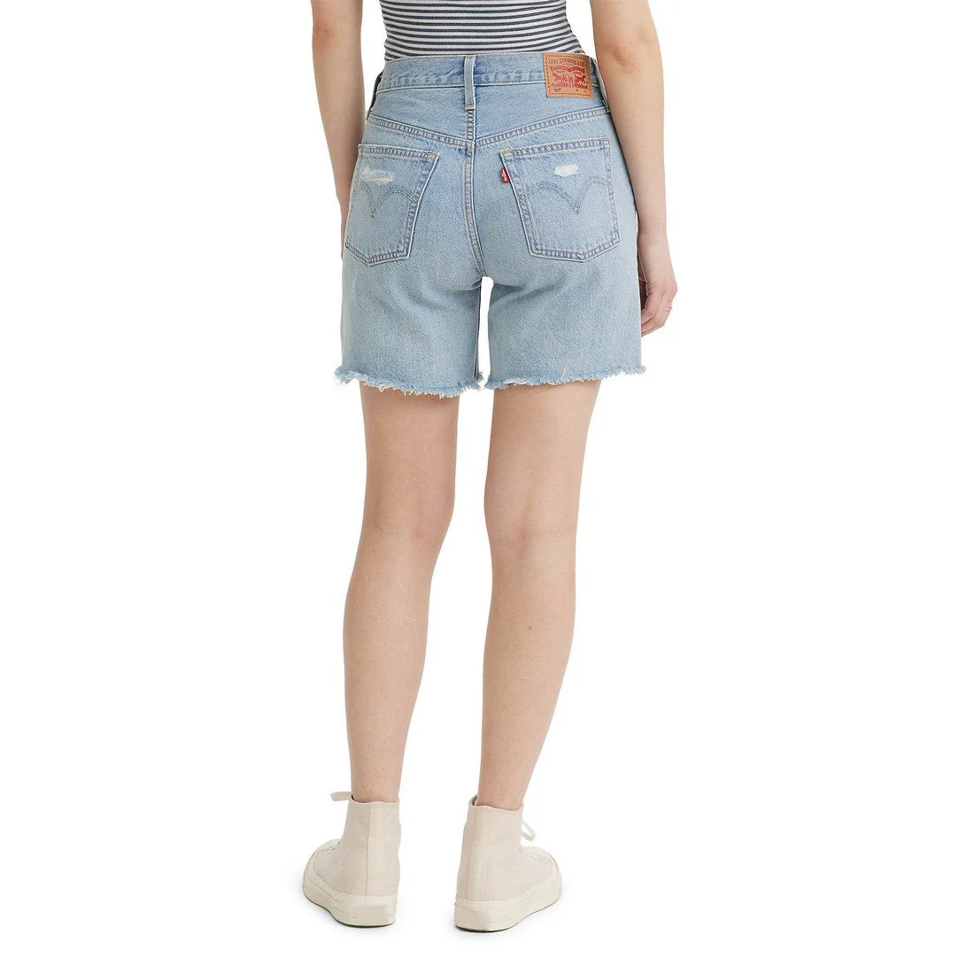 Levi Women's 501 Mid Thigh Shorts - Earthquake (Light Wash) - Image 2