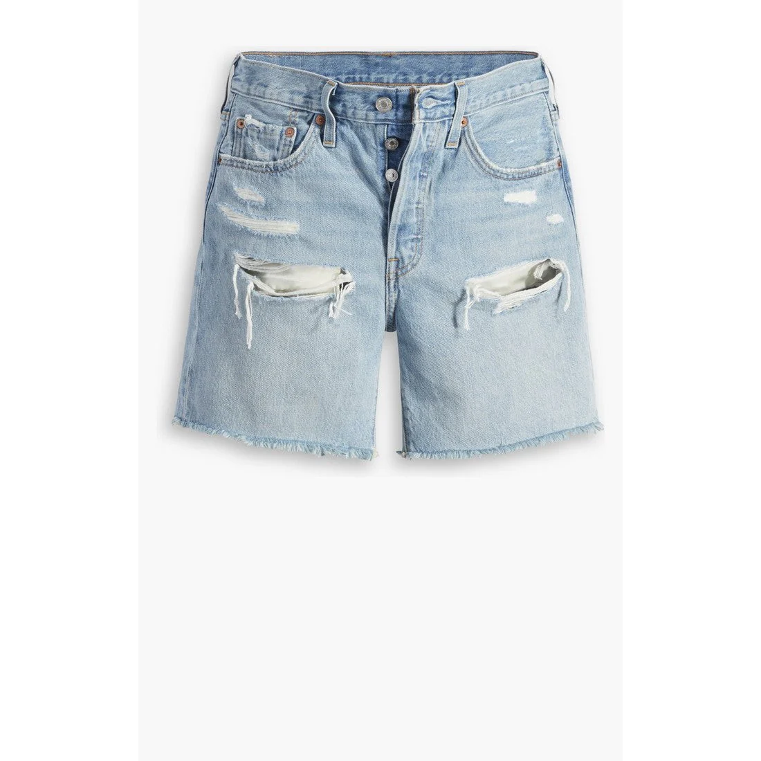 Levi Women's 501 Mid Thigh Shorts - Earthquake (Light Wash) - Image 4