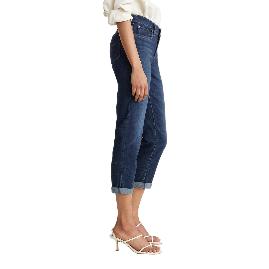 Levi Women's Mid Rise Boyfriend Cropped Jeans - Cobalt Layer (Dark Wash) - Image 3
