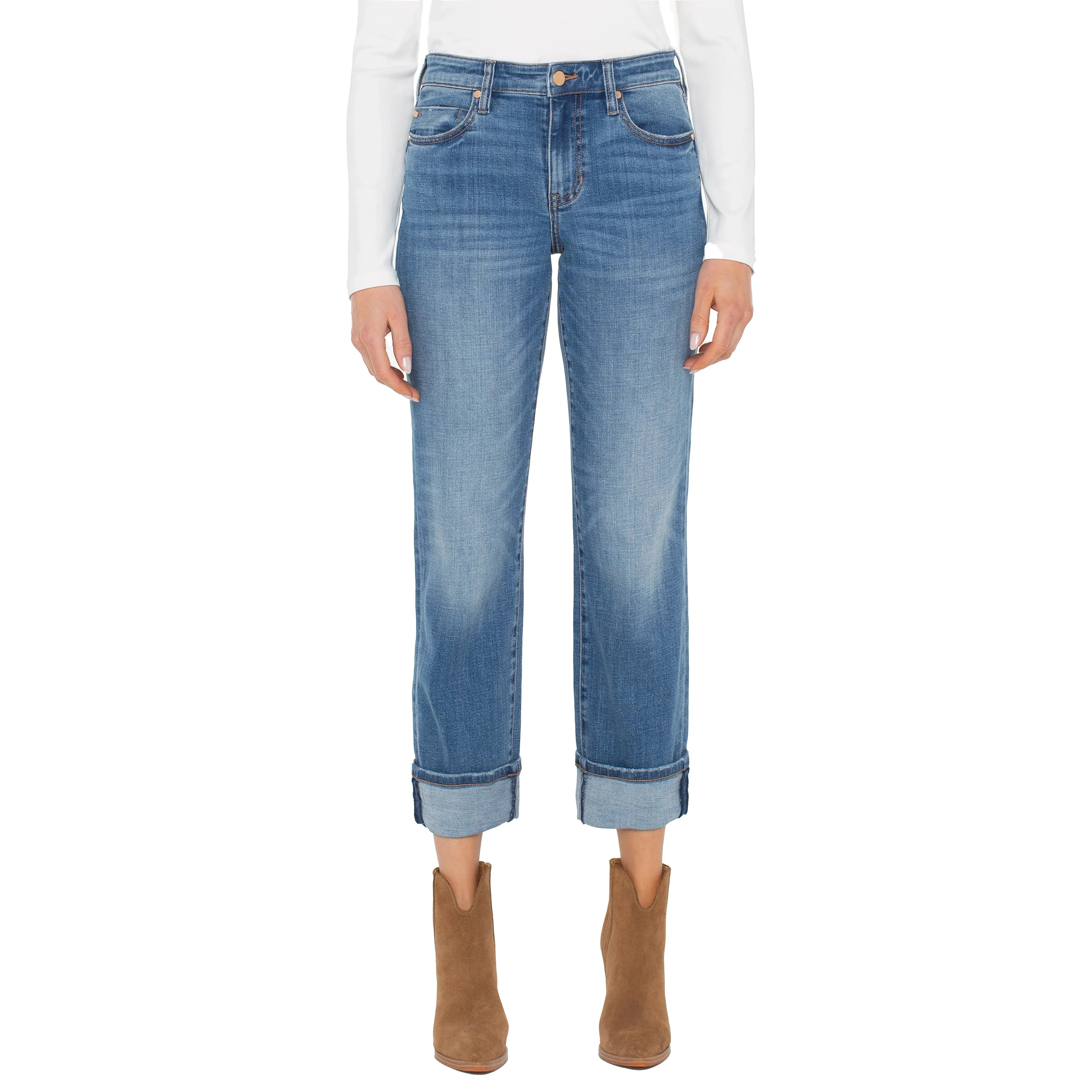 Liverpool Women's Girlfriend Midrise Cuffed Jeans- Campus