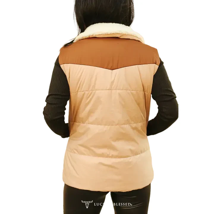 Lucky & Blessed Puffer Vest - Cream