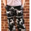 Lucky & Blessed Women's Horse Printed Elastic Waist Wide Leg Pants - Black