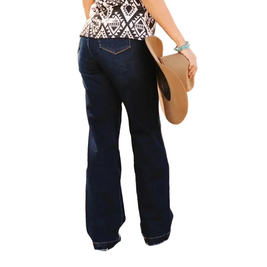 Lucky & Blessed Women's Tummy Control High Rise Slim Trouser - Dark Wash - Image 2