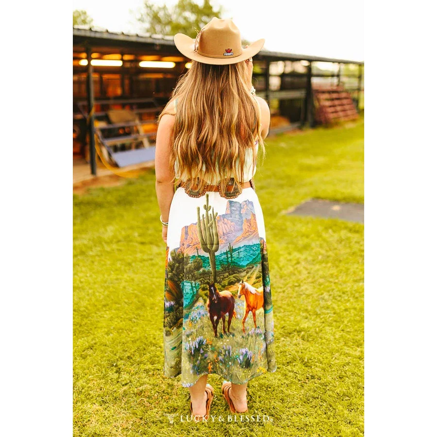 Lucky & Blessed Women's Western Overlooking Wilderness Spaghetti Strap Dress - Image 2