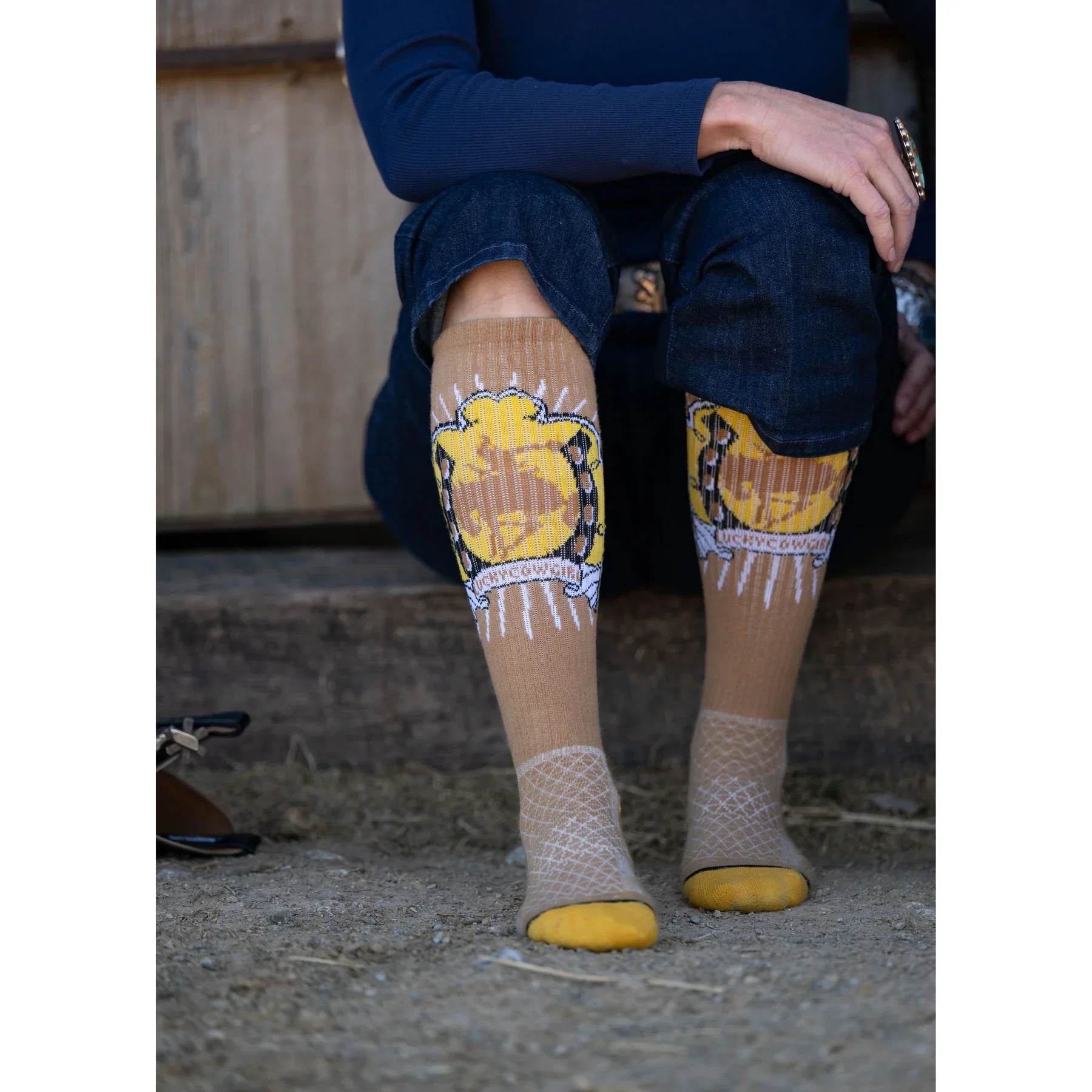 Lucky Chuck Lucky Bucking Cowgirl Tan Performance Boot Socks - Image 3