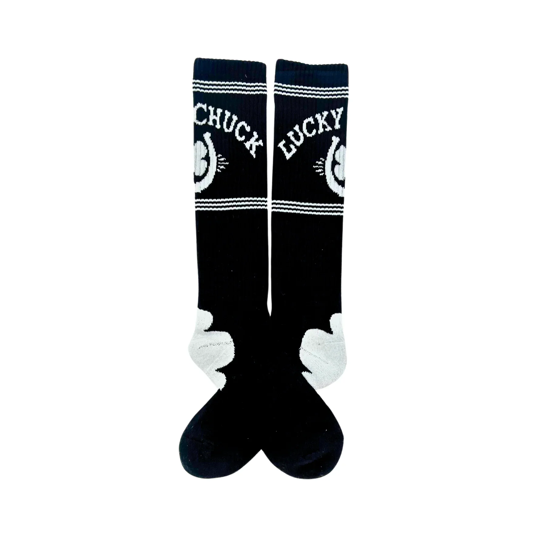 Lucky Chuck Retro Lucky Chuck Black/White Performance Boot Socks - Image 3